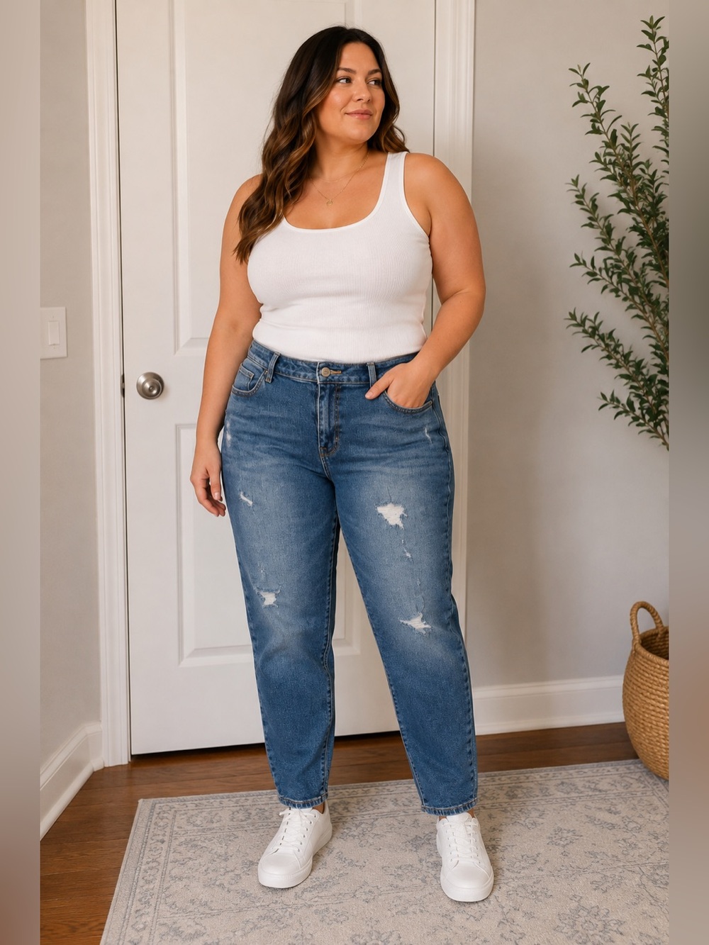 Maurices Light Blue Distressed Boyfriend Jeans